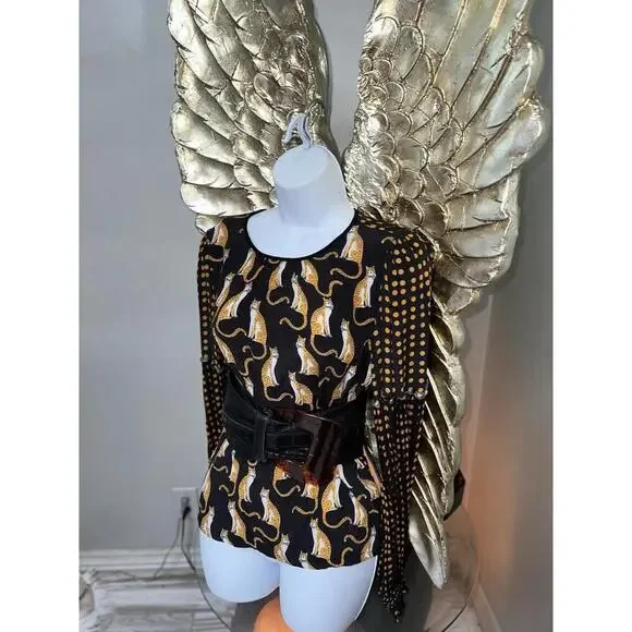 BL^NK Anthropologie Women’s Leopard Long Sleeve Blouse SZ Medium - Picture 5 of 9